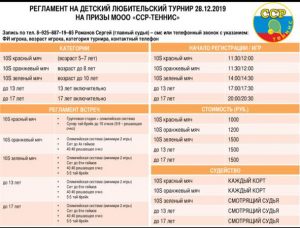 Регламент детский турнир